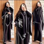 READY TO WEAR WINTER 3 PIECE FLEECE SUIT CAPE SHAWL HIGH NECK & TROUSE