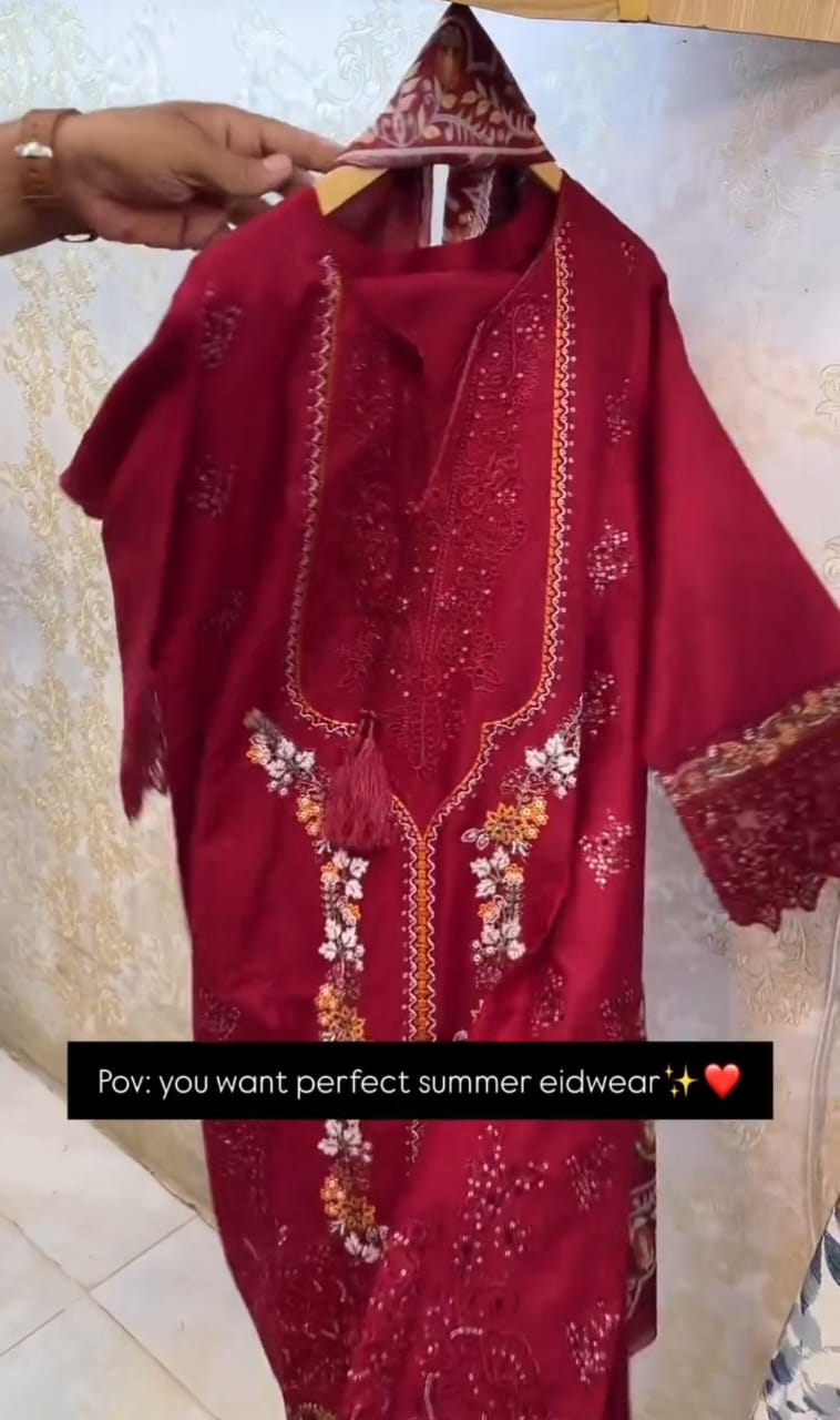 Embroidery 3pcs Suit For Eid 😘