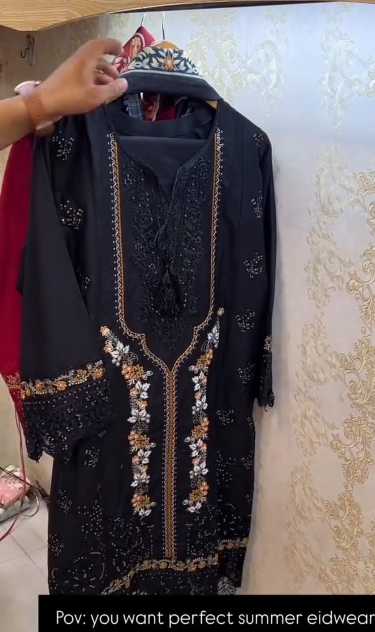 Embroidery 3pcs Suit For Eid 😘