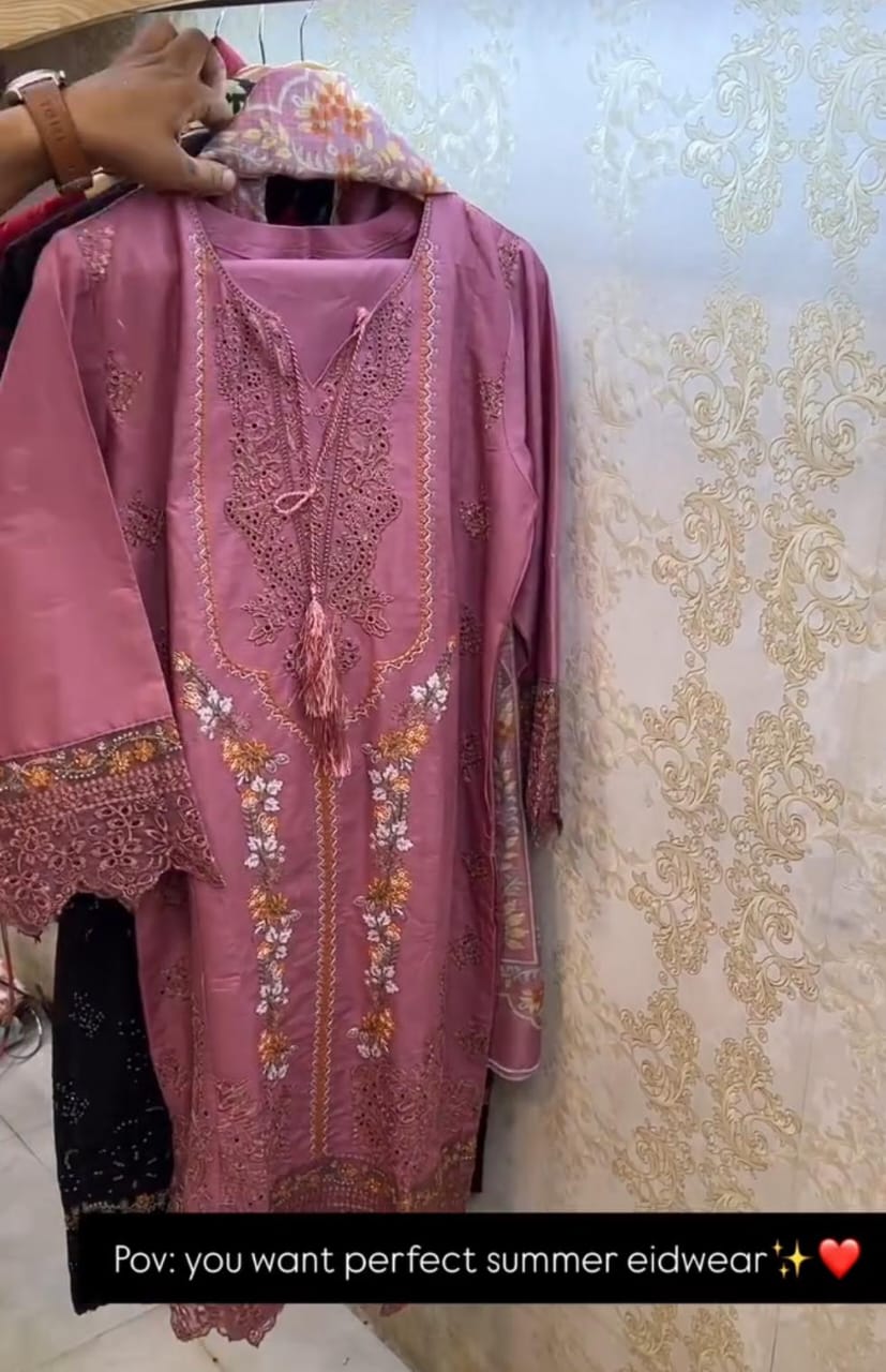Embroidery 3pcs Suit For Eid 😘