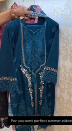 Embroidery 3pcs Suit For Eid 😘