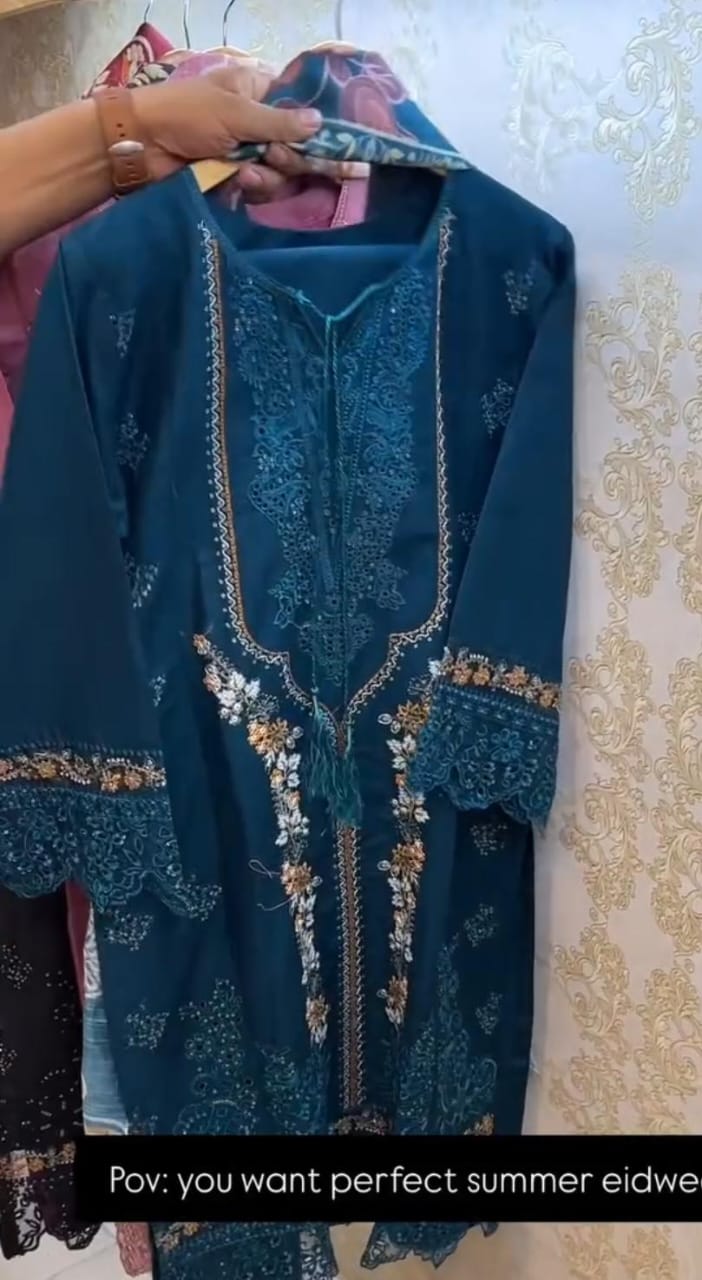 Embroidery 3pcs Suit For Eid 😘