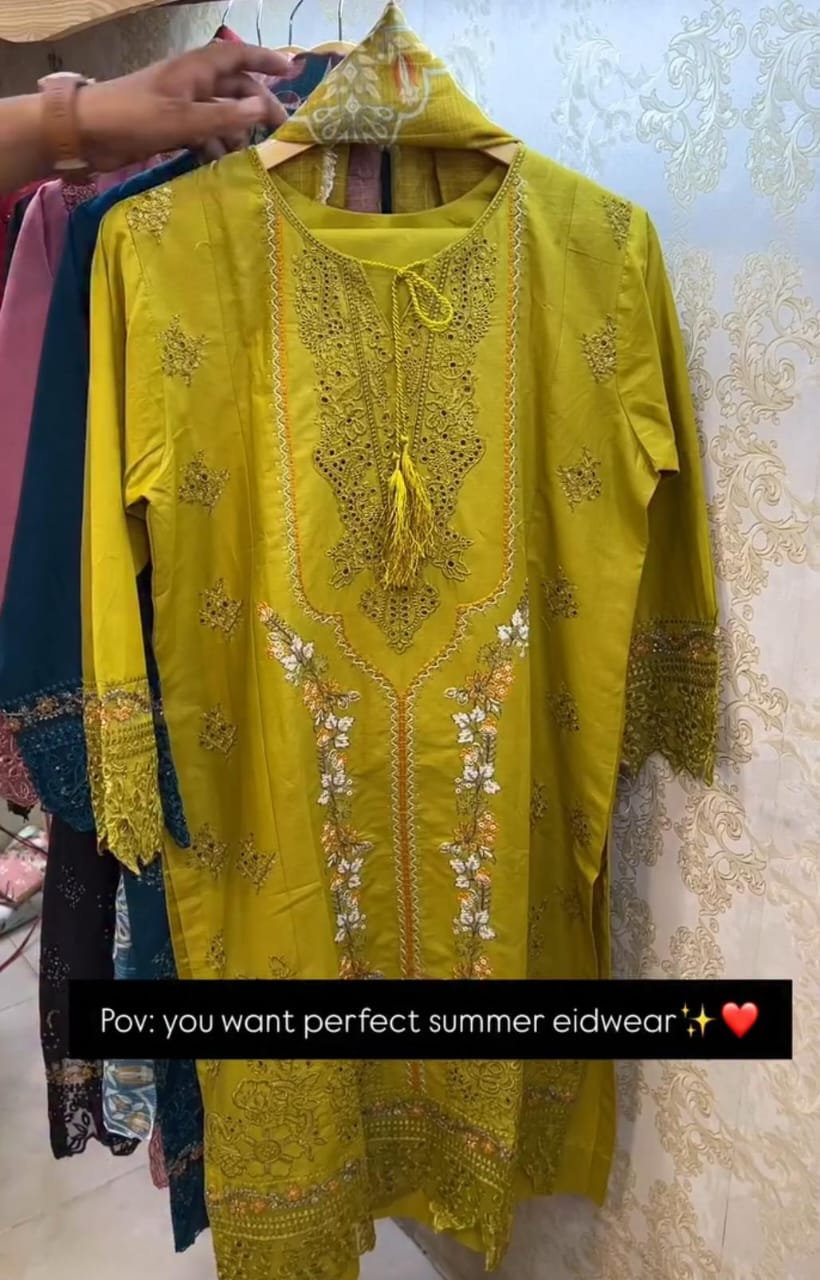Embroidery 3pcs Suit For Eid 😘