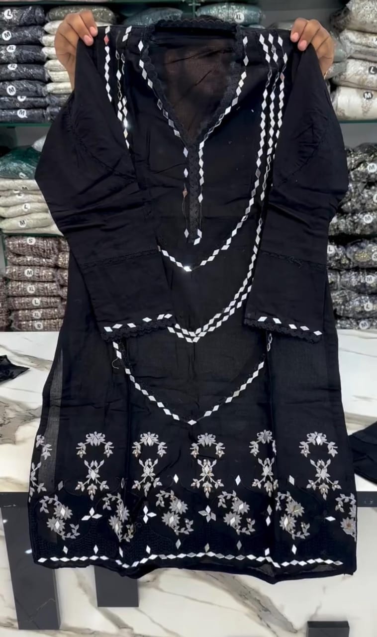 Pack Of 2 Mirror Work 3pcs Suit Eid Deal