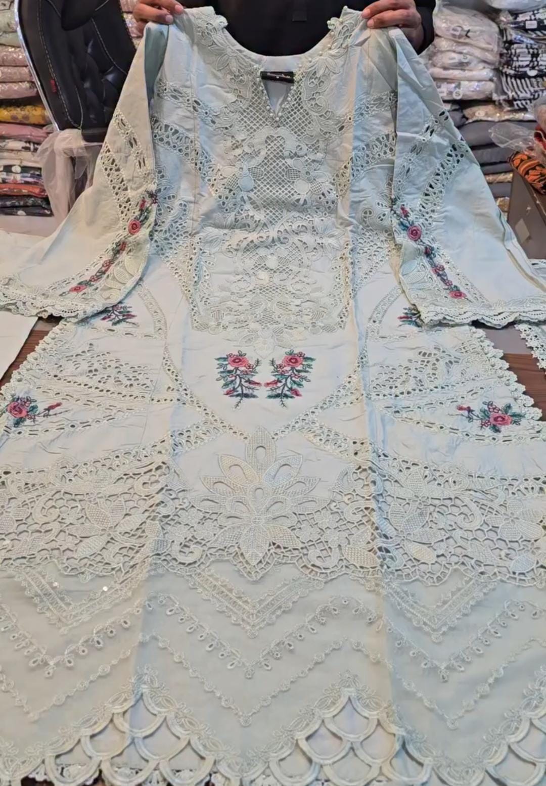 CutWork Embroidery 3pcs Suit For Women