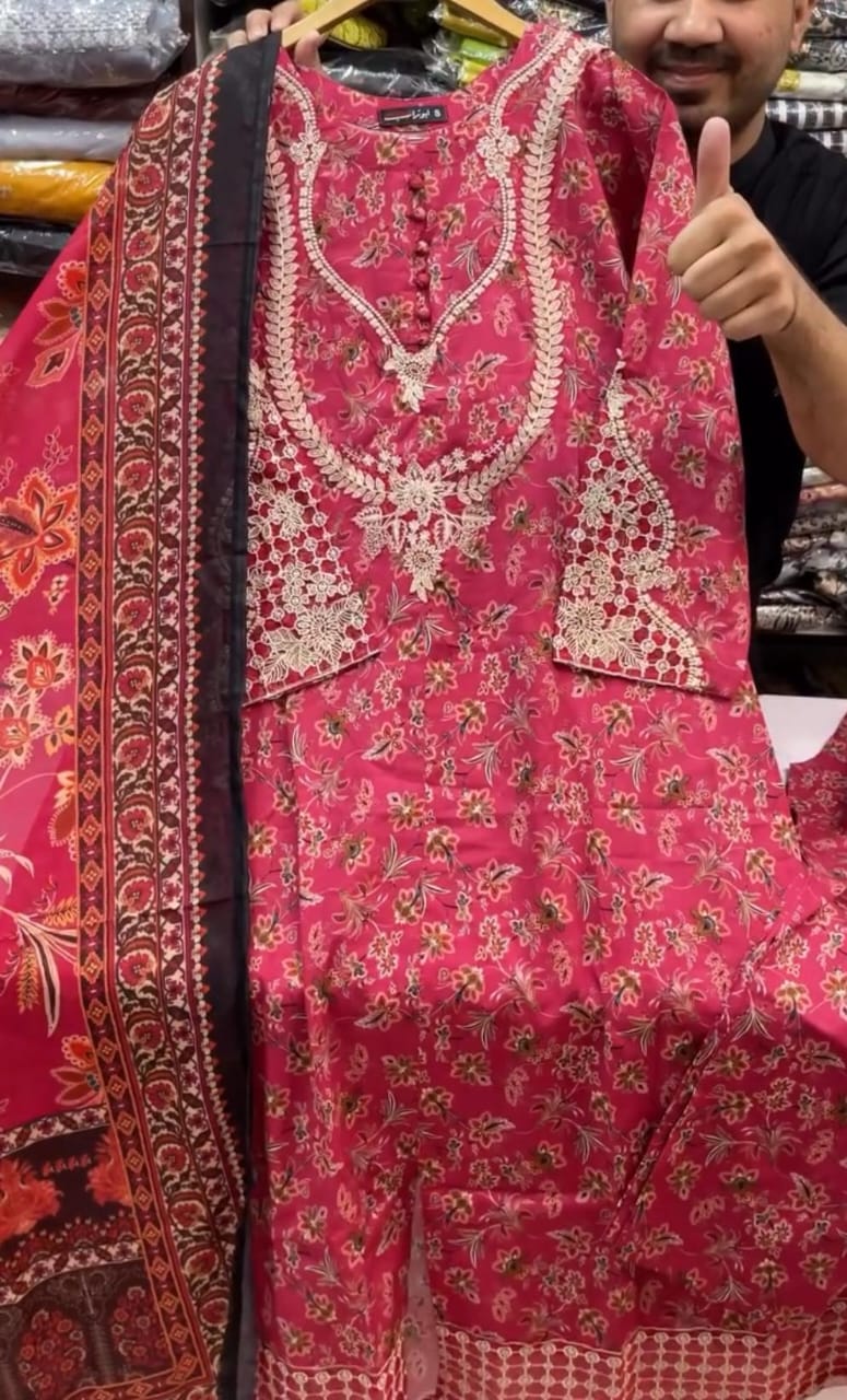 Beautiful Embroidery 3pcs Suit For Women