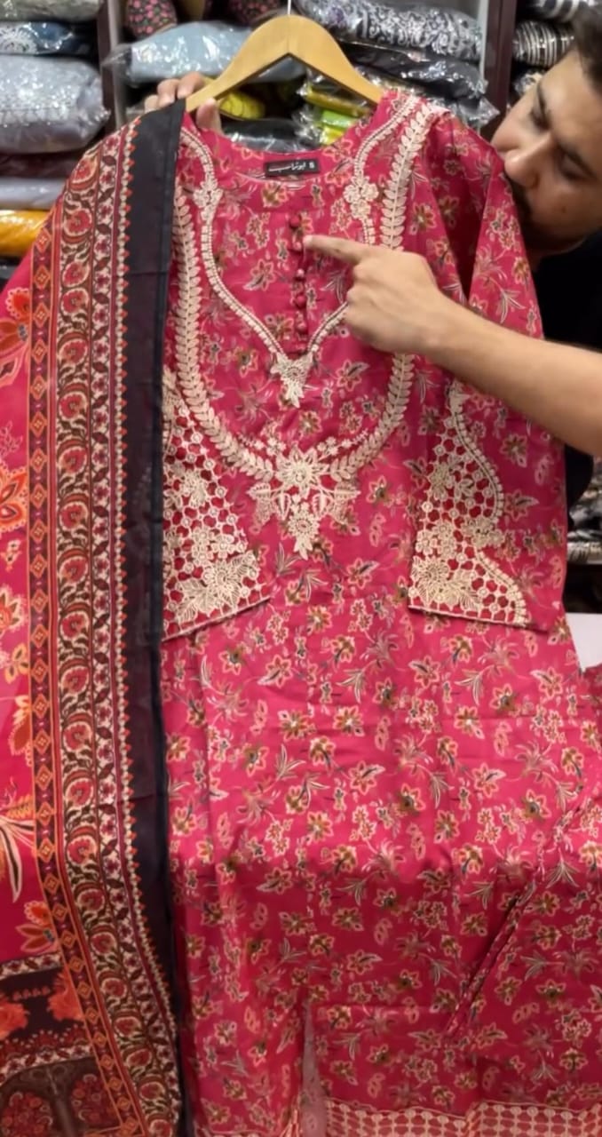 Beautiful Embroidery 3pcs Suit For Women