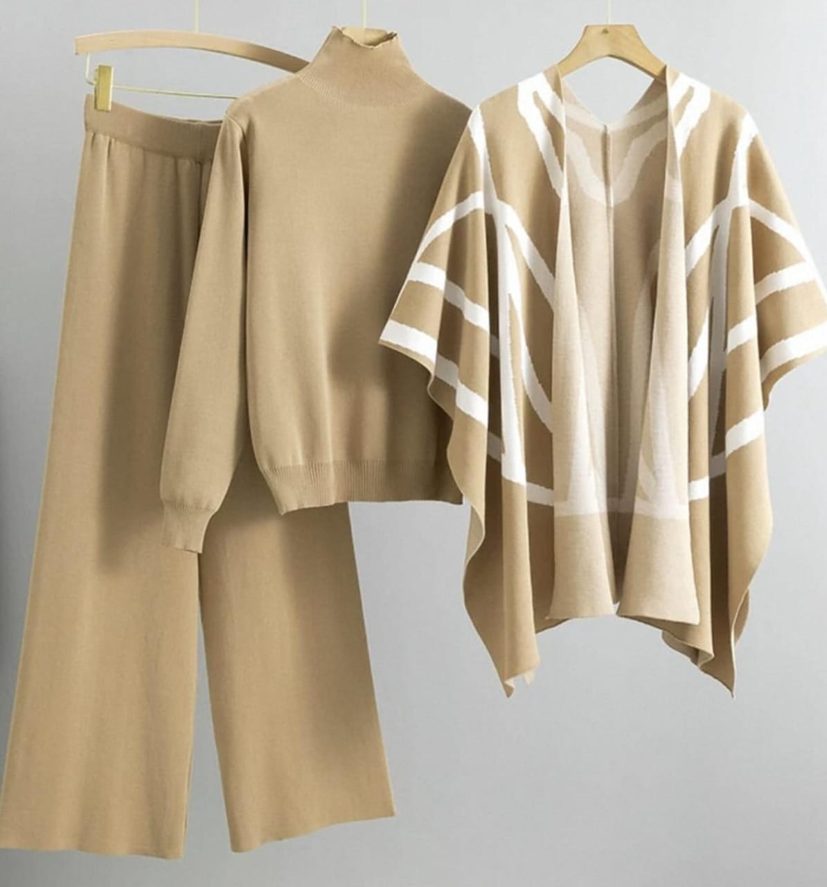 Winter Women Cape Shawl 3-pcs Set