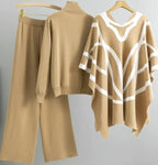 Winter Women Cape Shawl 3-pcs Set