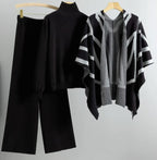 Winter Women Cape Shawl 3-pcs Set