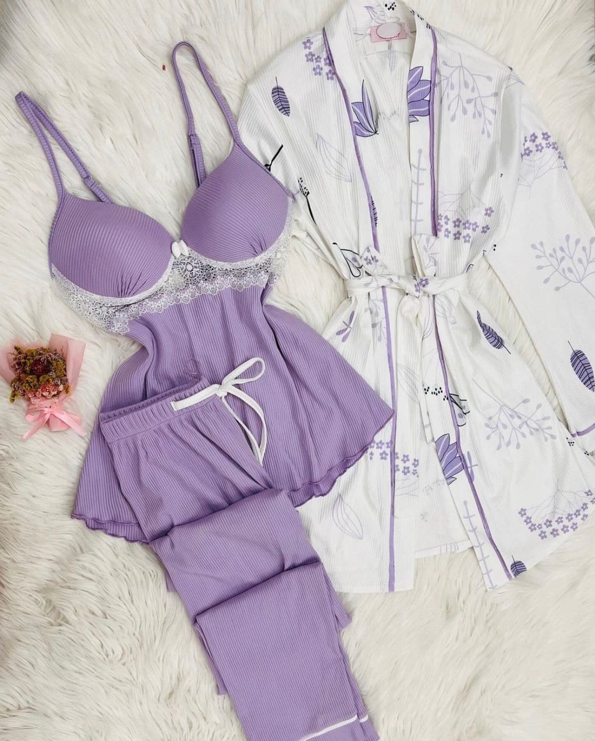 3-Piece Premium Ribbed Nightwear Set