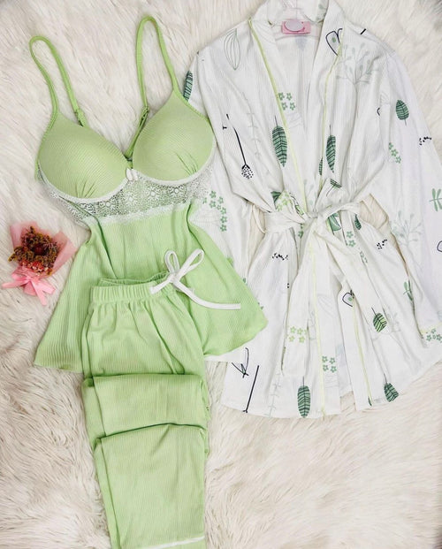 3-Piece Premium Ribbed Nightwear Set