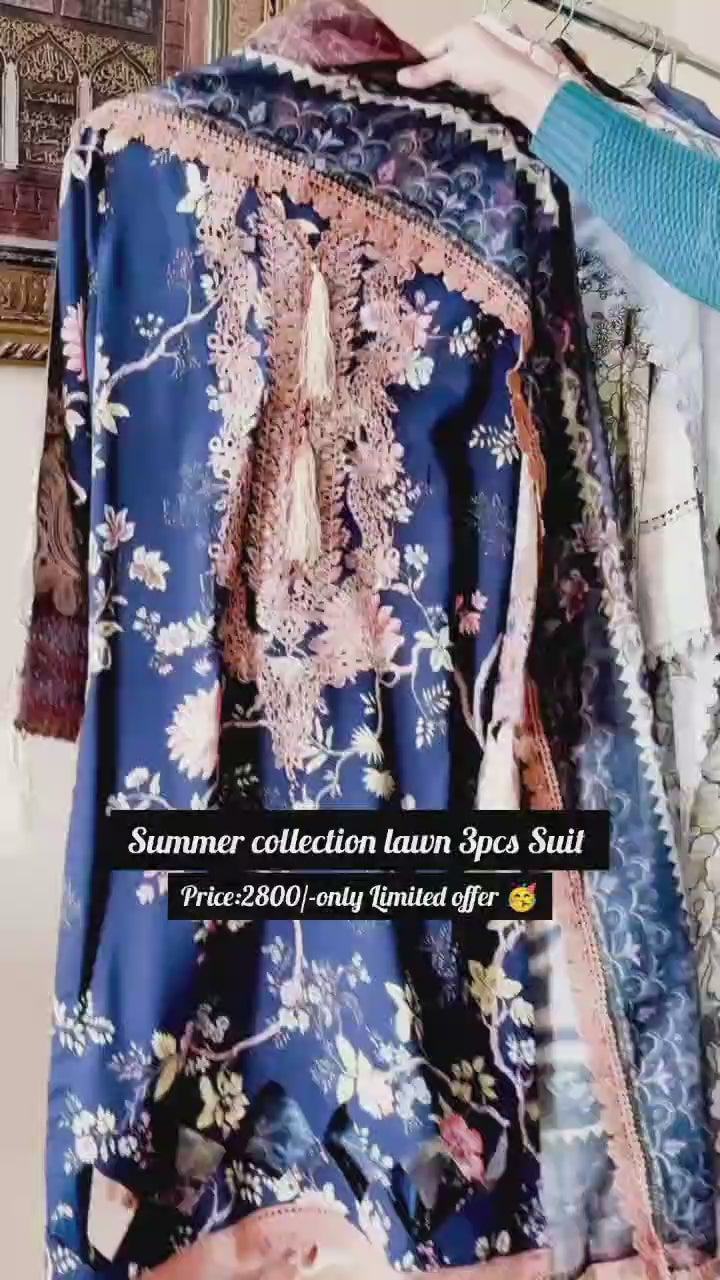 Women Summer Embroidery 3pcs Suit