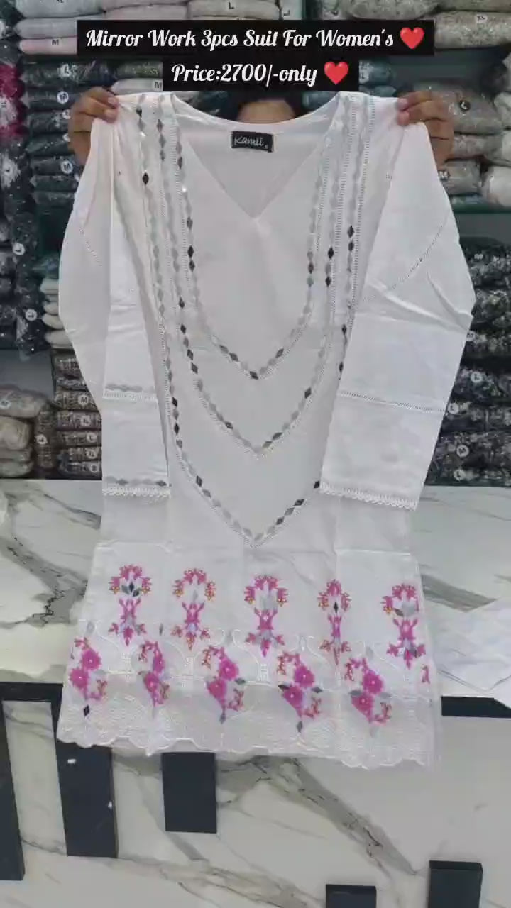 Pack Of 2 Mirror Work 3pcs Suit Eid Deal