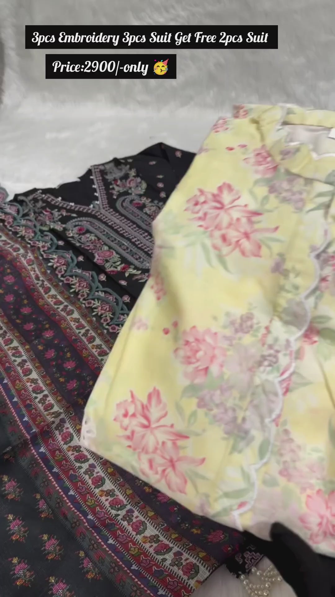 Buy 3PCS Embroidery Suit &amp; Get 2PCS Suit Absolutely FREE!