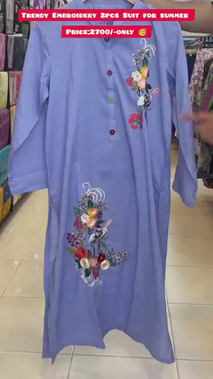 Women Embroidery 2pcs Suit For Summer