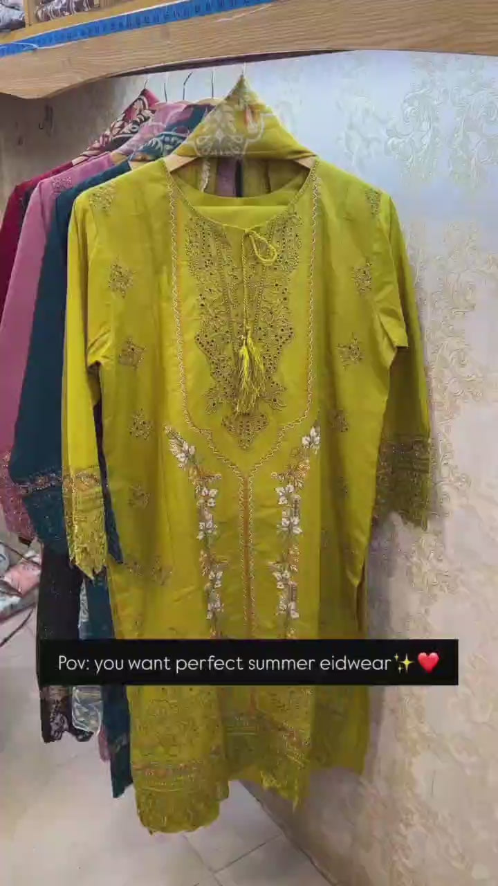 Embroidery 3pcs Suit For Eid 😘