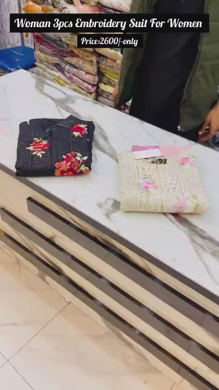 Women Embroidery 3pcs Suit For Eid 🥰