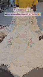 CutWork Embroidery 3pcs Suit For Women