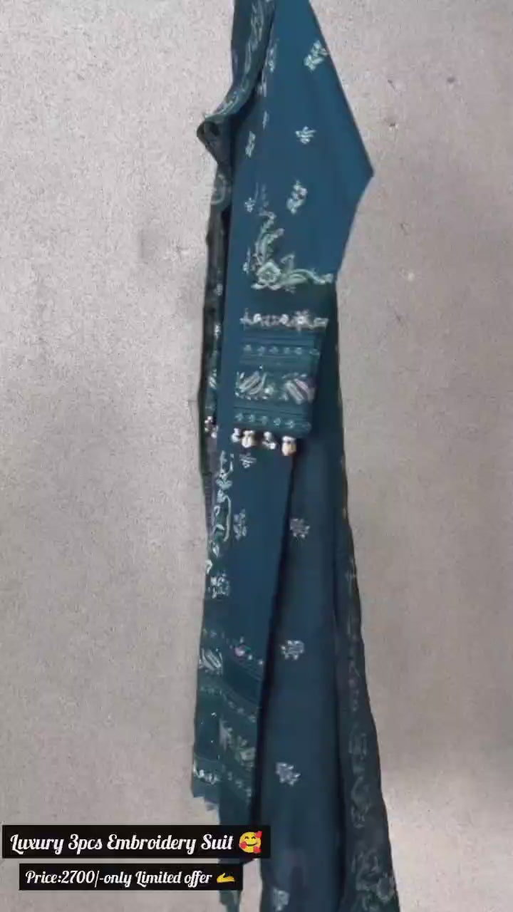 Luxury Embroidery 3pcs Suit For Women 😍